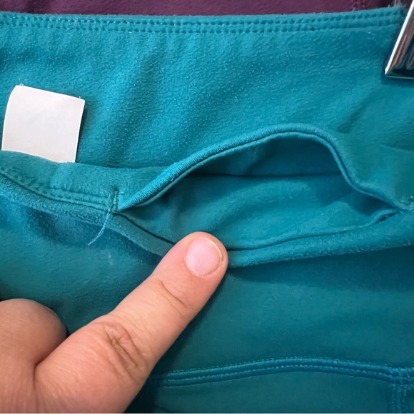Along Fit teal cropped yoga pants leggings with side pockets super stretch small - Picture 8 of 13